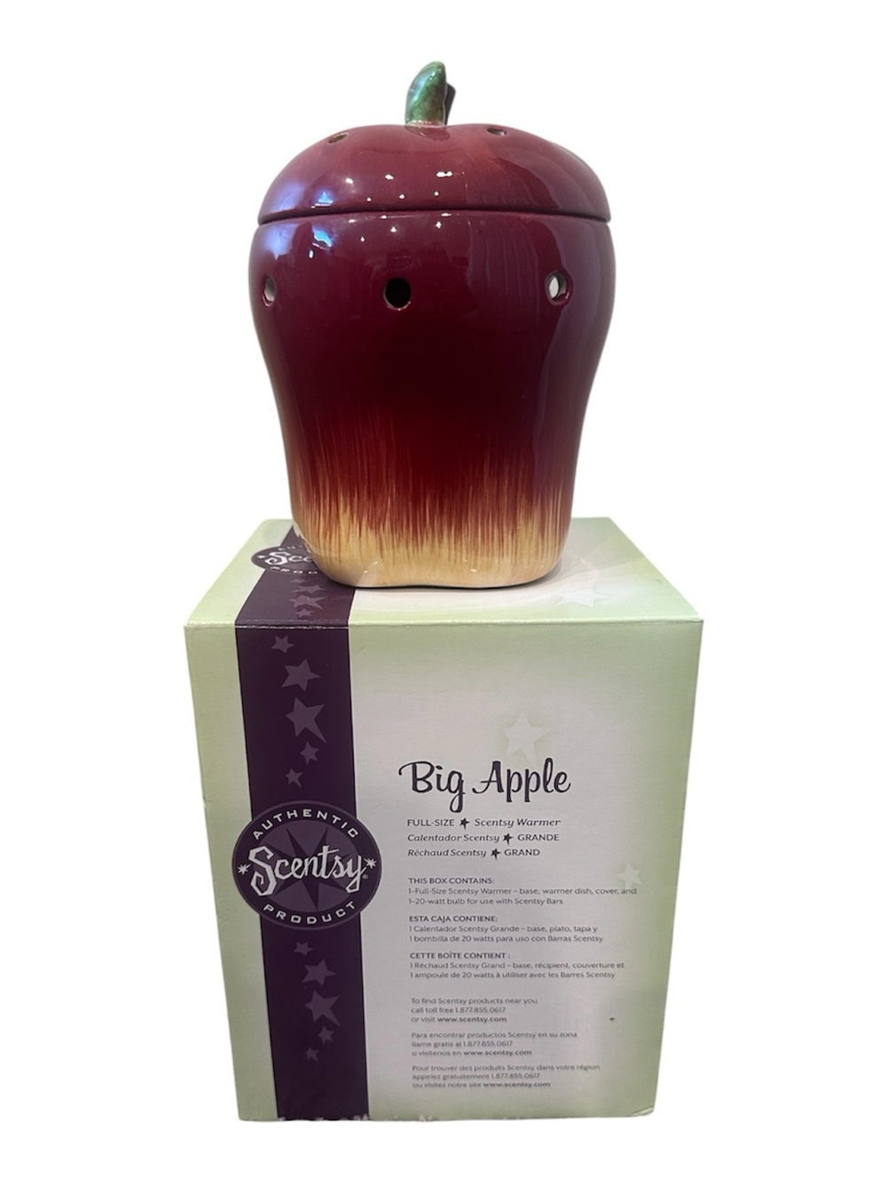 Scentsy Big Apple Retired Full Size Wax Warmer Red Teacher Decor Box